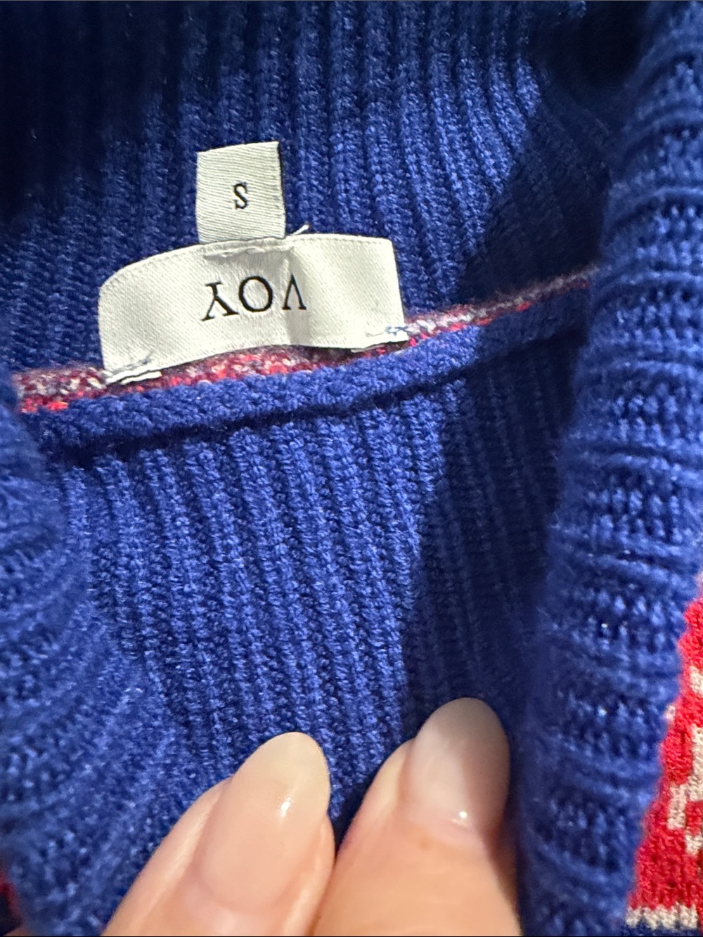 Blue and red turtle neck sweater size small - Picture 2 of 3